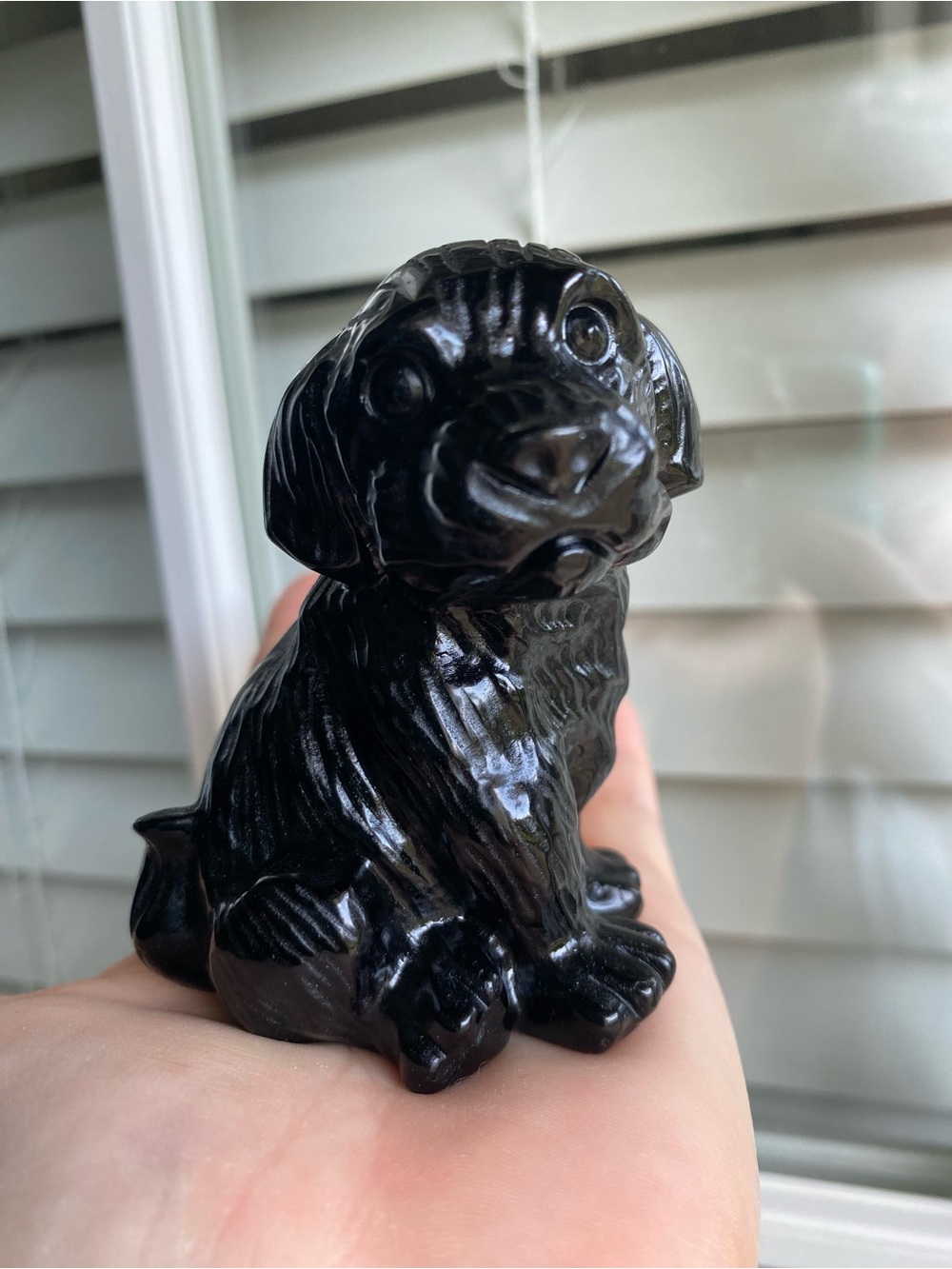 Black Obsidian Puppy Crystal Figurine